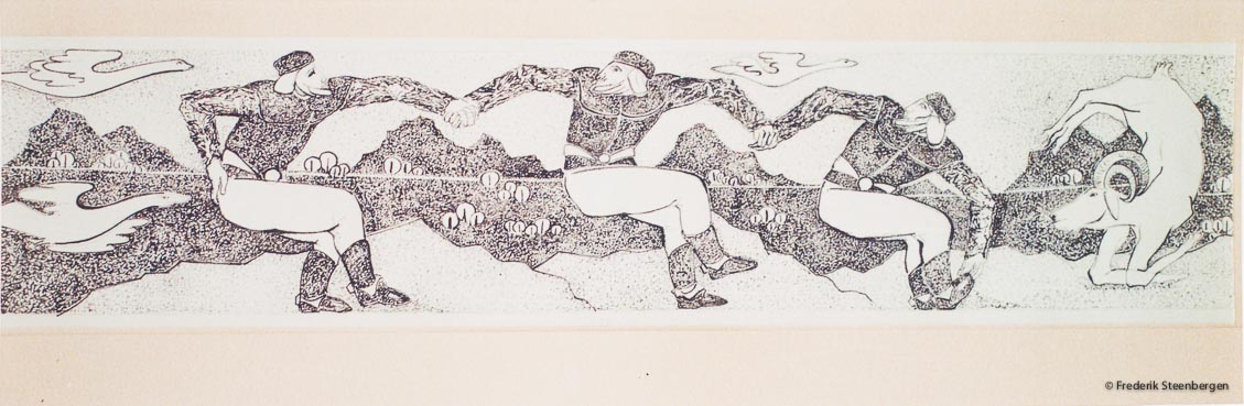 " Georgian  folk dance "     48x11cm drawing ink on paper  -  2009