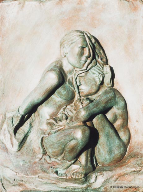 "  áƒ–áƒ”áƒ–áƒ•áƒ áƒ“áƒ áƒ›áƒ–áƒ˜áƒ "   ( Zezva and Mzia )    46x36cm   *     bronze    Bas-relief     _    2007  