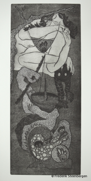 (1/3)            From the series: ( "Eternal circle" )  67x26.5 cm   *    drypoint, line etch, aquatint -   2015     