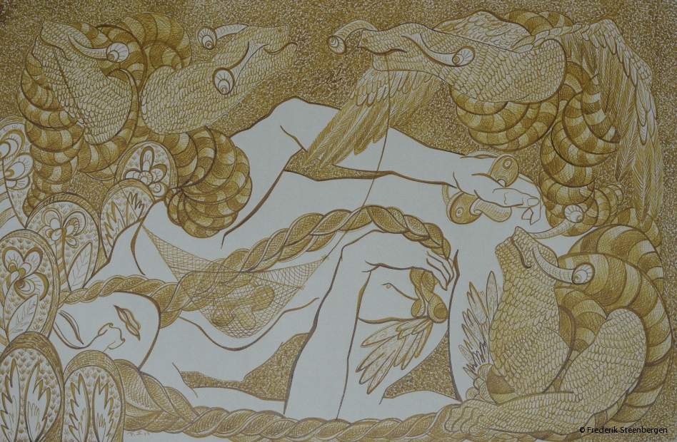 From the series: ( "Eternal circle" )     62x39cm  umber drawing ink, Ingres on paper - 2014