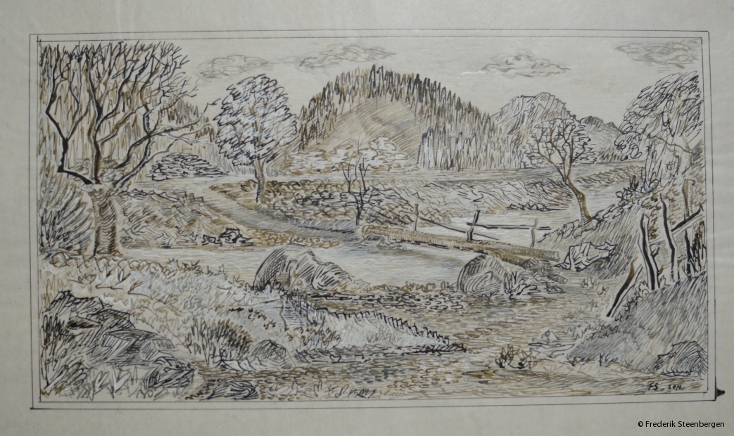  "nature around Marilisi "    14x17cm  *   bister- drawing ink on ricepaper 2004     