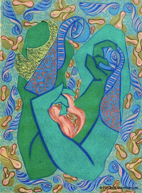 from the series - " faces"       113x83cm - tempera,oilpastel,ink -  2015